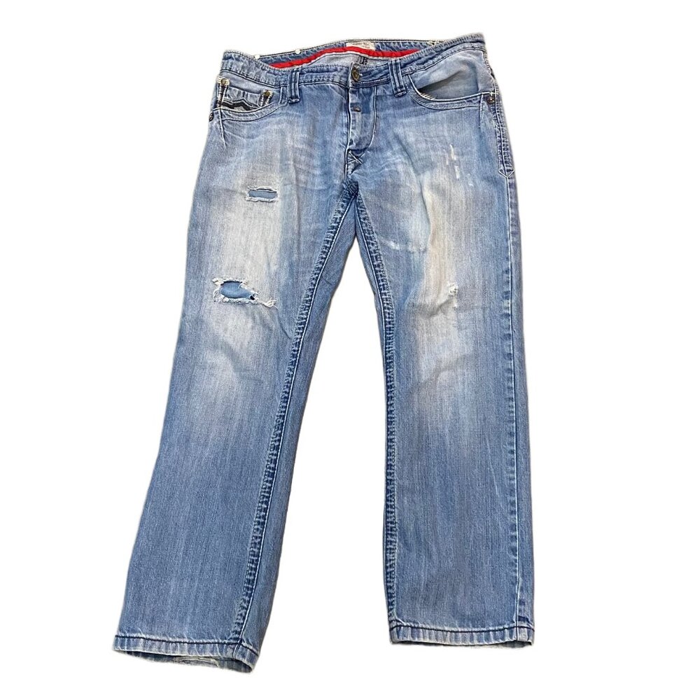 Distressed Light Wash Jeans (Size 33x30)